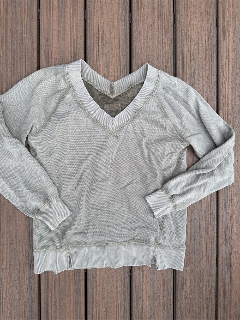 aerie oversized Washed Light Gray V-Neck Sweater